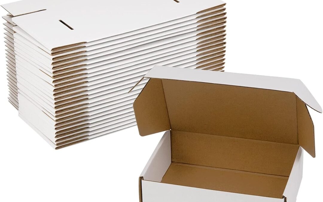 OEM 7x5x2 Inches Shipping Boxes Pack of 25, White Corrugated Cardboard Boxes for Small Bussiness Factory