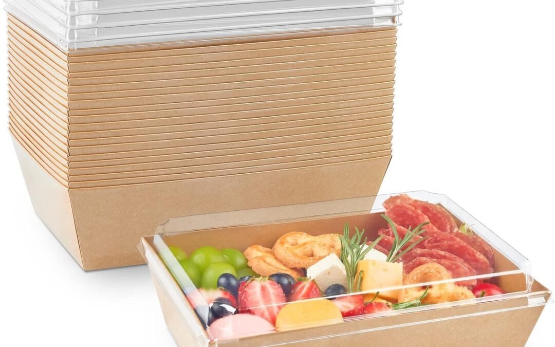 OEM 8 x 6 Inch Paper Charcuterie Boxes with Clear Lids, 40 Pack Large Disposable Kraft Bakery Boxes, To Go Food Containers for Cake Slice, Cupcakes, Sandwiches, Cookies, Cocoa Bombs, Salads (Brown) Factory