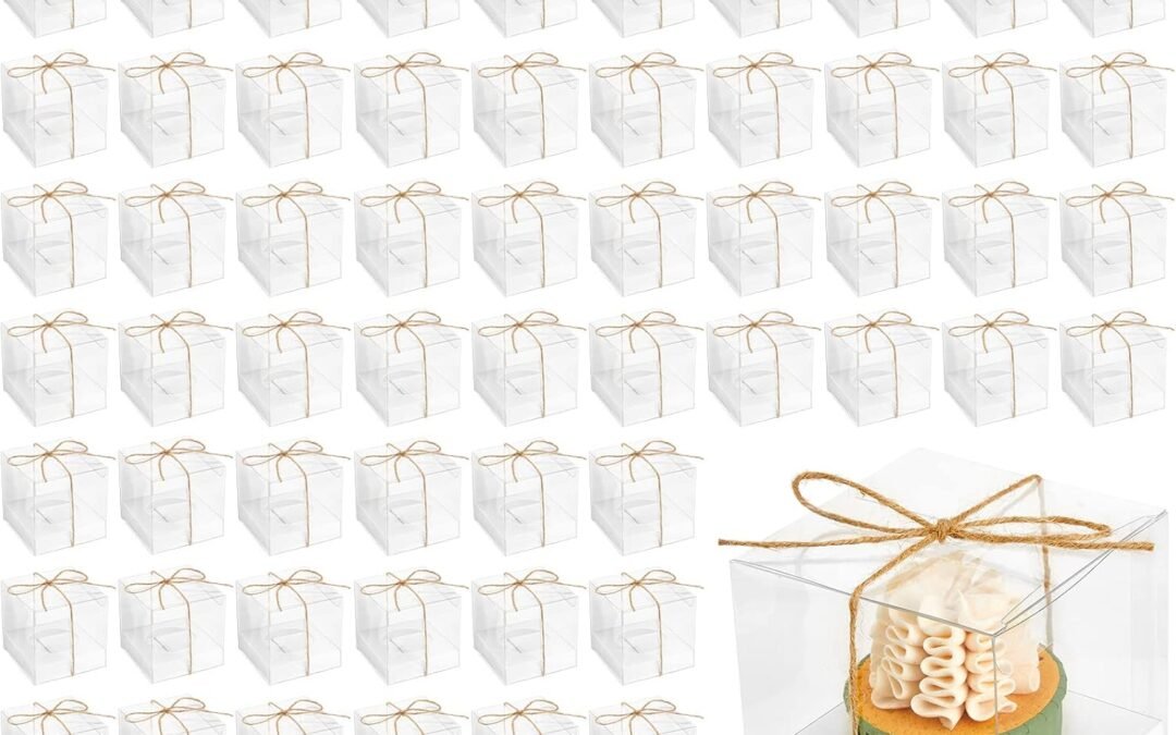 OEM 96 Pieces Individual Cupcake Boxes Single Cupcake Container Clear Cupcake Carrier Plastic Cupcake Storage Cupcake Holder with Ribbon and Insert for Wedding Birthday Party Favor, 3.5 x 3.5 x 3.5(White) Factory