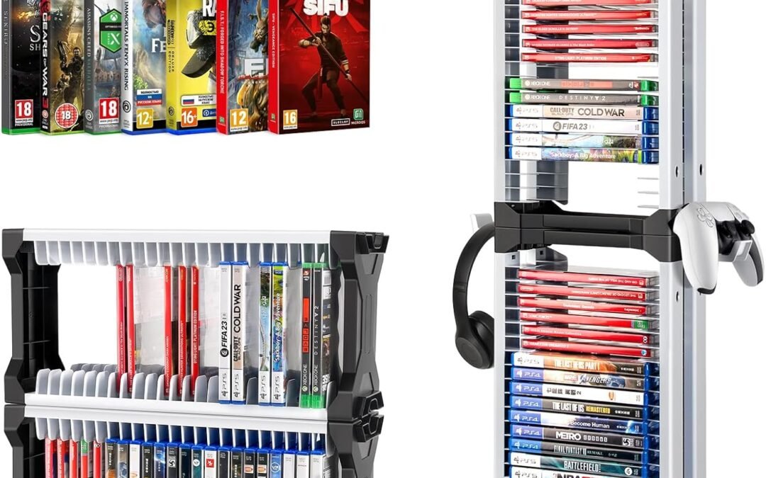 OEM ASFSKY Game Storage Tower Universal Video Game Storage for 48 Games Storage ABS Stand Compatible with PS5 PS4 Xbox Nintendo Switch Games Gamer Gifts (46) Factory