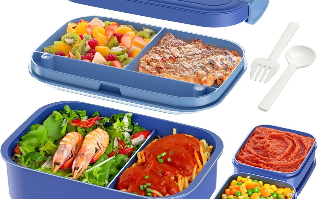 OEM Adult Lunch Bento Box – 66oz / 1960ml Bento Box for Adult, Lunch Containers with 2 Sauce Containers & Utensil Set, 100% Leak Proof, BPA-Free, Dishwasher/Microwave Safe, Office, School & Picnic, Blue Factory
