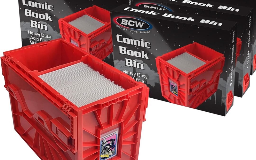 OEM BCW Short Comic Book Bin | Holds 150 Comics | Stackable Plastic Storage | Acid-Free Organizer | Red, 5 Pack Factory