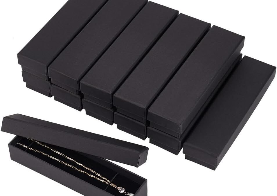 OEM BENECREAT 12 Pack Black Necklace Cardboard Jewellery Box 7×1.7×1.3″ Kraft Paper Box Long Jewellery Gift Box with Sponge for Necklace Jewelry, Valentine’s Gift Packaging Factory
