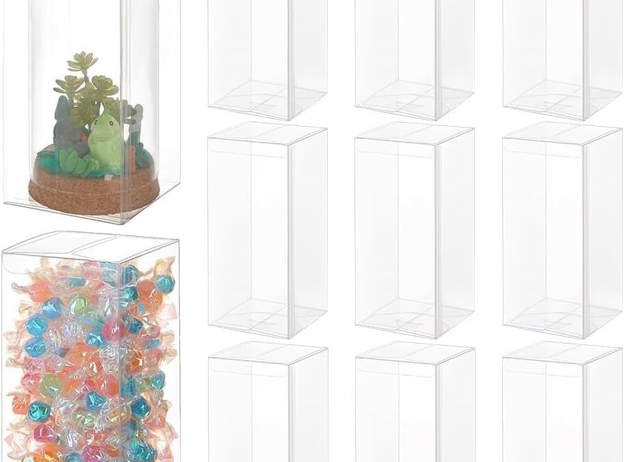 OEM BENECREAT 15Pcs Clear PVC Gift Box, 3.15×3.15×7.08 Inch Transparent Favor Boxes, Rectangle Clear Plastic Candy box for Christmas, Wedding, Party, Birthdays Favors Factory