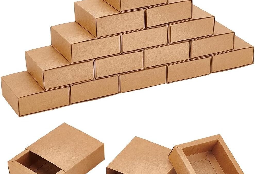 OEM BENECREAT 20 Pack Brown Kraft Paper Drawer Boxes, 3.2×3.2×1.2 Inch Square Kraft Paper Gift Box Cookie Boxes for Wedding Party Gifts, Jewellery Packaging Factory