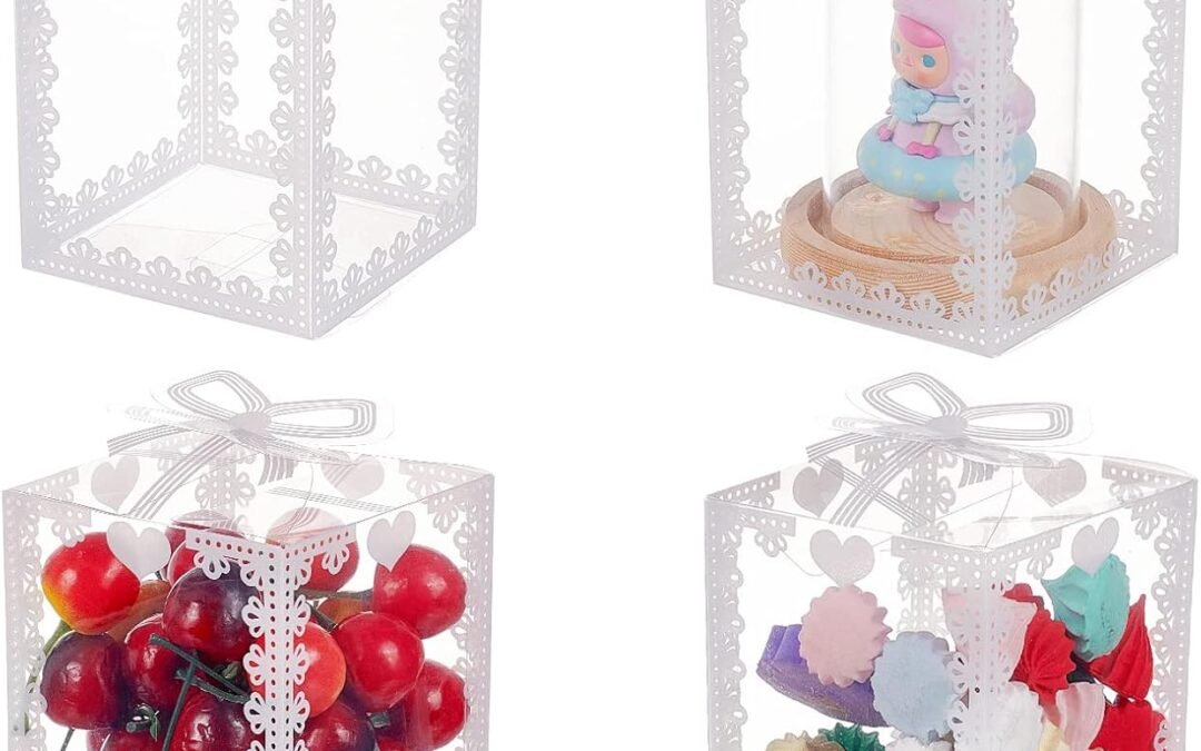 OEM BENECREAT 24PCS 3.5×3.5×5.5 Clear Wedding Favour Boxes with Bowknot Pattern Rectangle PVC Transparent Gift Boxes for Candy Chocolate Valentine’s Day, Festival Gift Wrapping Factory