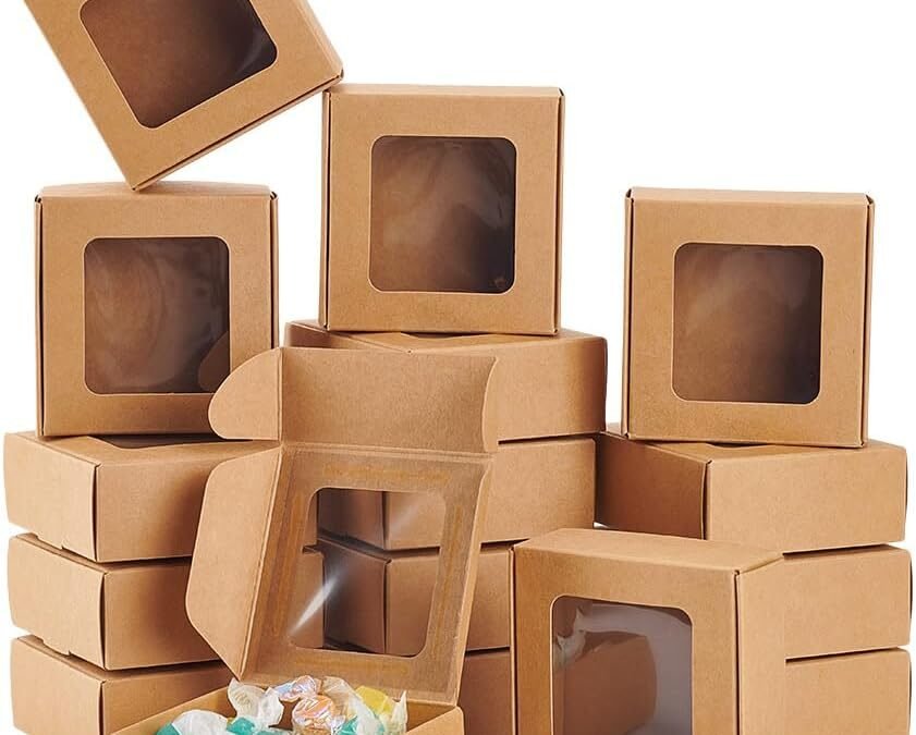 OEM BENECREAT 36 Pack 3x3x1.2 Inch Brown Kraft Paper Gift Box with Clear Window for Multiple Occasions Factory