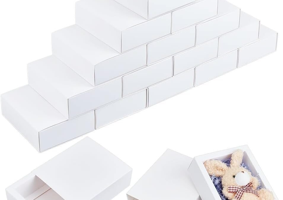 OEM BENECREAT 40 Pack Kraft Paper Drawer Box, 5.0×4.3×1.6inch White Rectangle Favors Present Packaging Boxes for Handmade Soap, Cosmetic Samples Factory