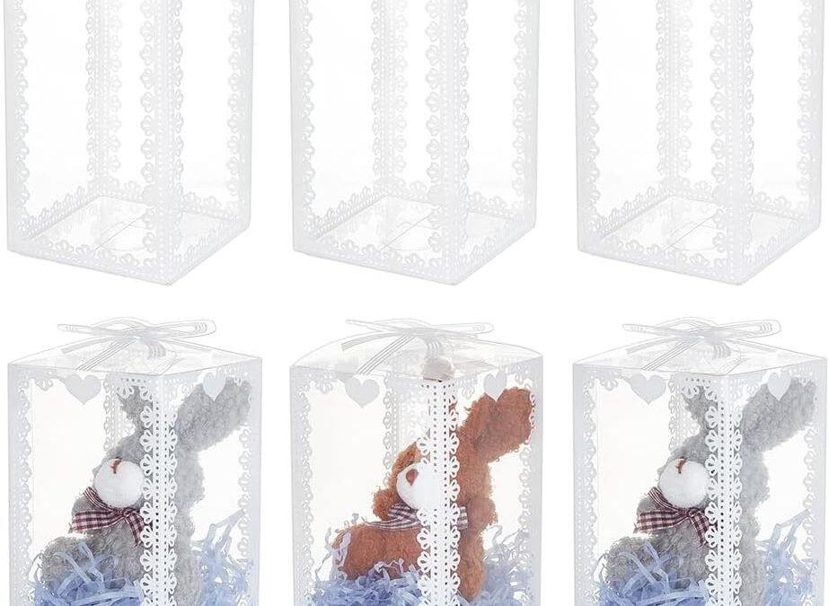 OEM BENECREAT 50Pcs 3x3x5.9inch Transparent PVC Favor Boxes, Rectangle Bow Knot Pattern Clear Wedding Party Favour Boxes for Candy Chocolate, Festival Gift Packaging Factory