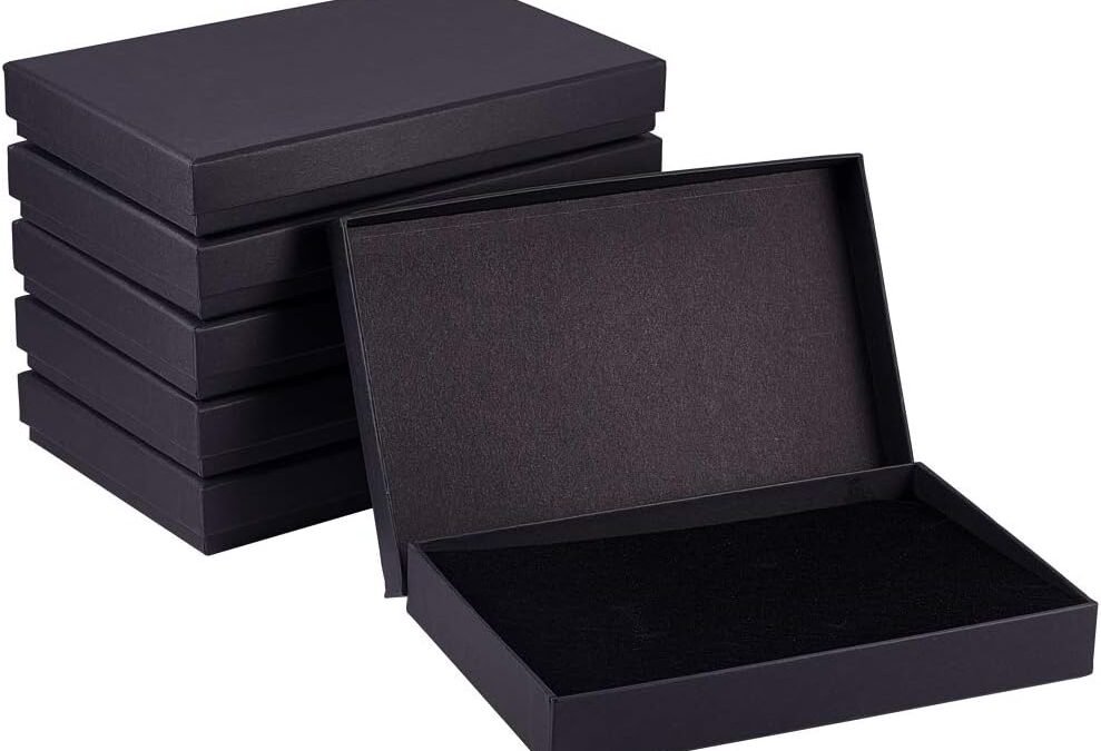 OEM BENECREAT 6 Pack Black Necklace Ring Gift Box 20x13x3cm Rectangle Cardboard Jewellery Boxes Kraft Paper Box with Sponge for Necklace, Earring, Stud Factory