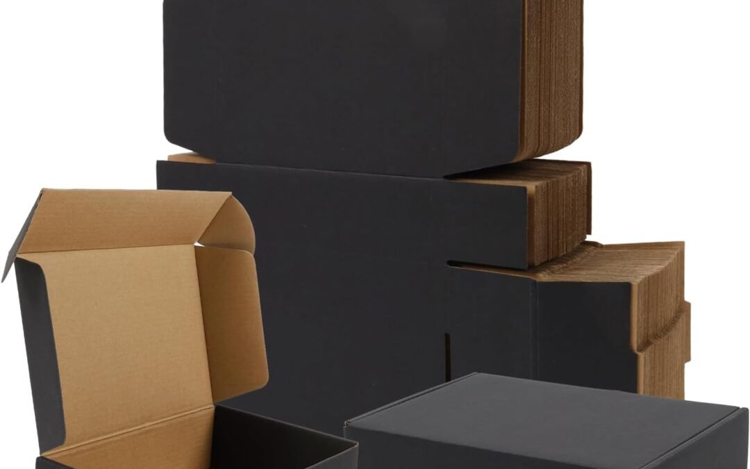 OEM BIOBROWN 7x5x2″ Small Shipping Boxes 50 Pack, Black Corrugated Cardboard Mailer Boxes Bulk for Packaging Small Business Mailing Gift Factory