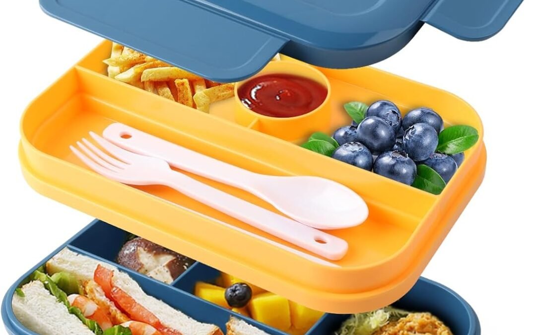 OEM Bento Box Adult Lunch Box – 2000 Ml Double Layer Containers with 4+4 Compartments, Leak-Proof, Microwave/Dishwasher/Freezer Safe – Blue Factory