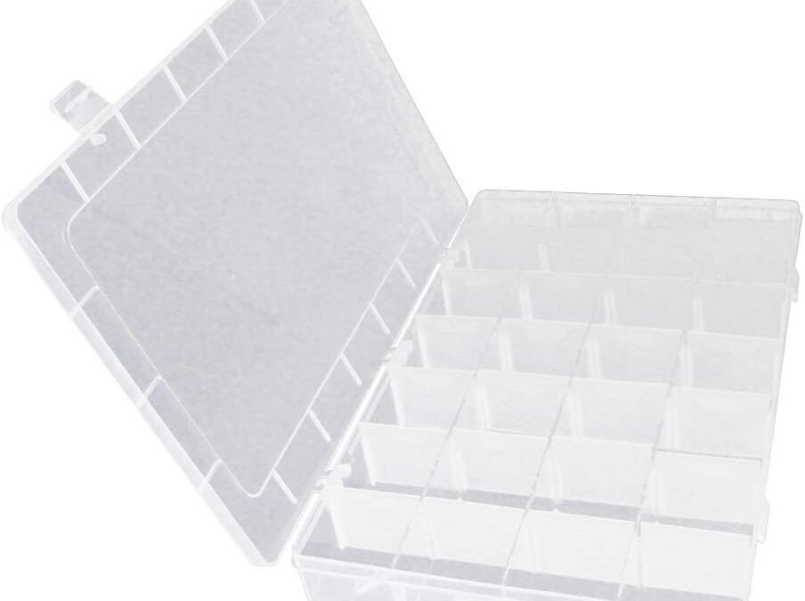 OEM Bettomshin PP Component Storage Box 13.78 x 8.66 x 1.89inch Plastic Organizer, Adjustable Container 28 Removable Grids Tool Boxes for Electronic Component Small Accessories Clear Double Buckle 1Pc Factory