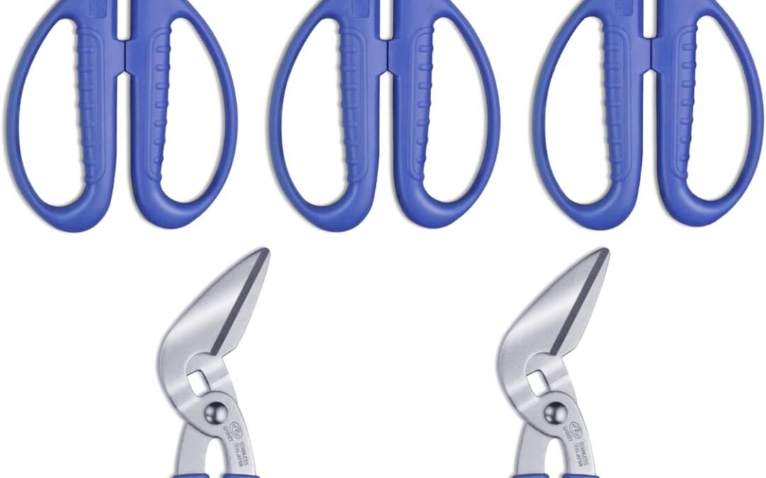OEM CANARY Corrugated Cardboard Scissors 8.5″, Heavy Dudy Craft Scissors Angled Blade, Japanese Stainless Steel, Made in JAPAN, Blue (Bulk 5 Pcs Set) Factory
