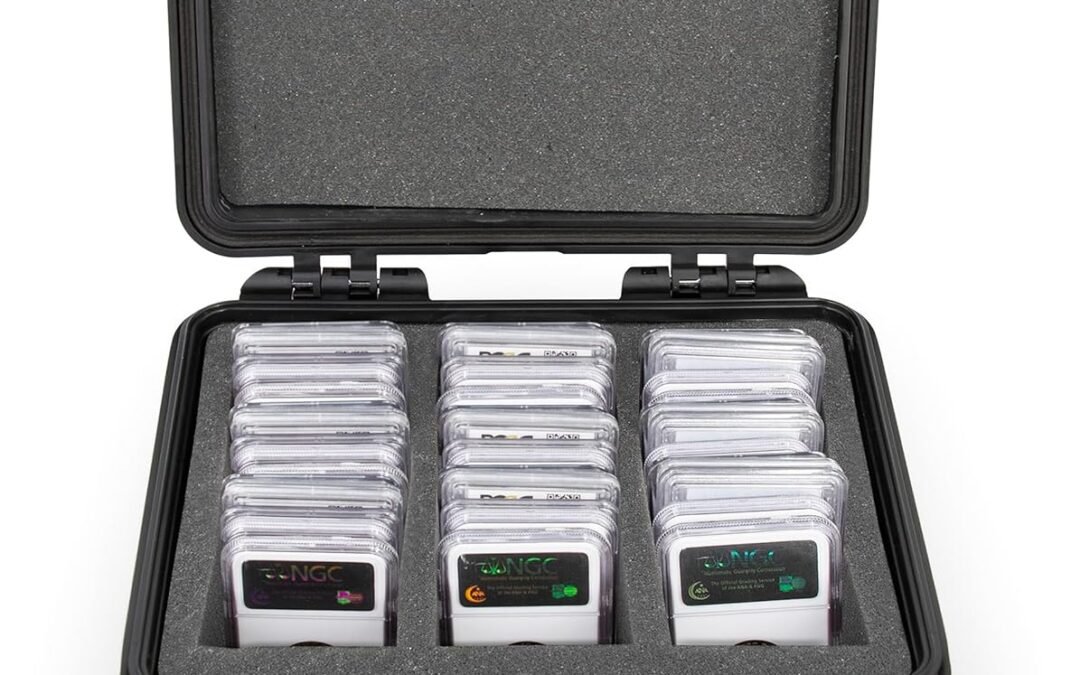 OEM CASEMATIX Graded Coin Case For 50 PCGS or NGC Graded Coins, Custom Waterproof Coin Box with Pre Cut Coin Holders For Collectors with Separate Currency Sleeve or Coin Collecting Supplies Compartment Factory