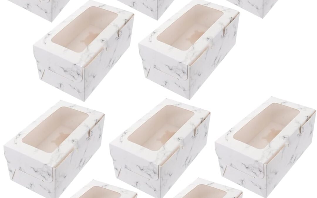 OEM Cabilock 10Pcs Cupcake Packaging Boxes with Window Food Grade Paper Cupcake Containers for Baking Goods Factory
