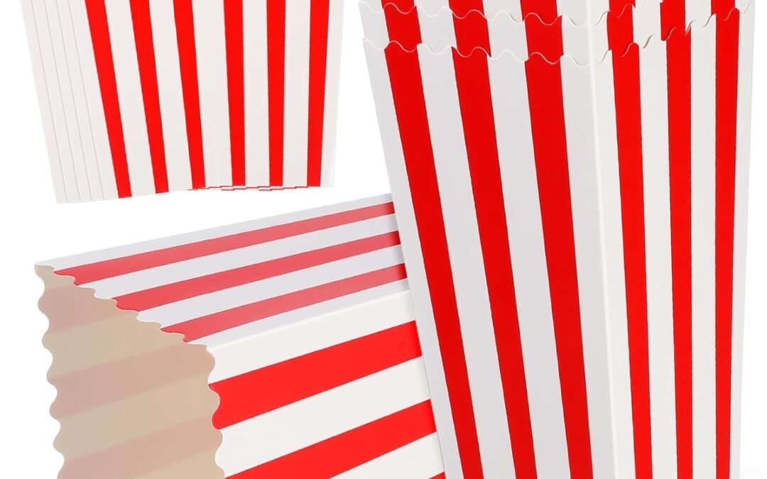 OEM Cabilock 15Pcs Popcorn Buckets Retro Striped Snack Holders Containers for Parties Theaters Picnics Classic Food Grade Paper Design Convenient Factory