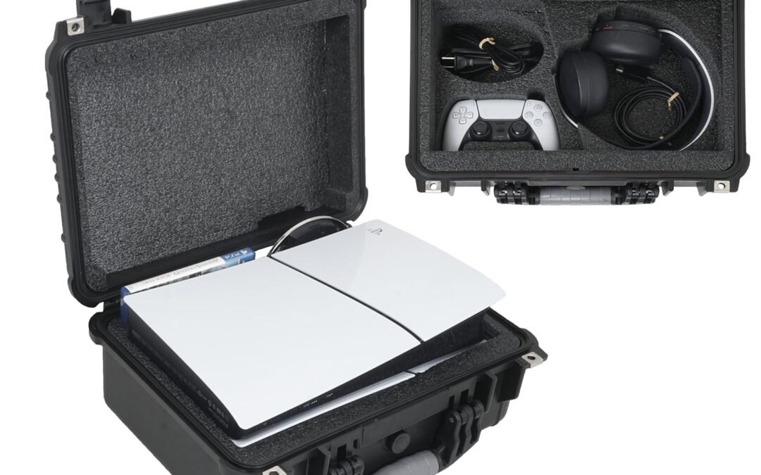 OEM Case Club Hard Case to fit PS5 Slim – Waterproof Carrying Case Includes Headset Storage & Custom Slots for 1 Game, Stand & 1-2 Controllers (PlayStation 5 Slim) Factory