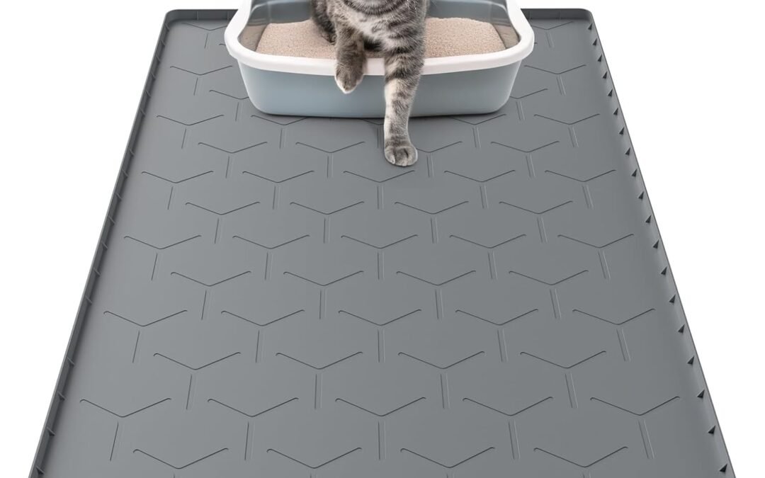OEM Cat Litter Box Mat, Large 34″ X 22″ Cat Litter Mat, Waterproof Silicone Pad for Floor, Dark Gray Factory