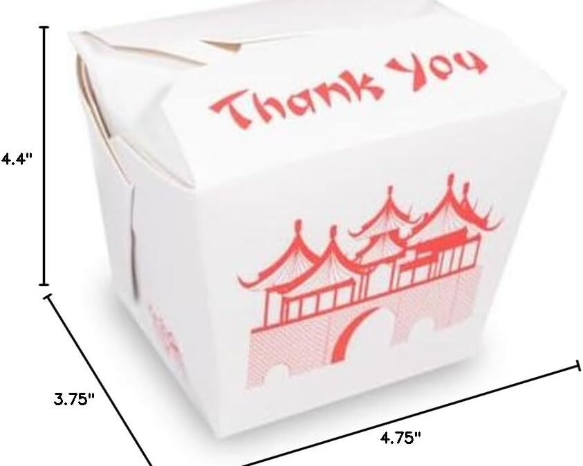 OEM Chinese Take Out Boxes with Classic Pagoda Design – Durable Food Grade Polypropylene Containers with Wire Handles for Restaurant, Catering, Events & Party Favors – 360-Pack and 32oz Factory