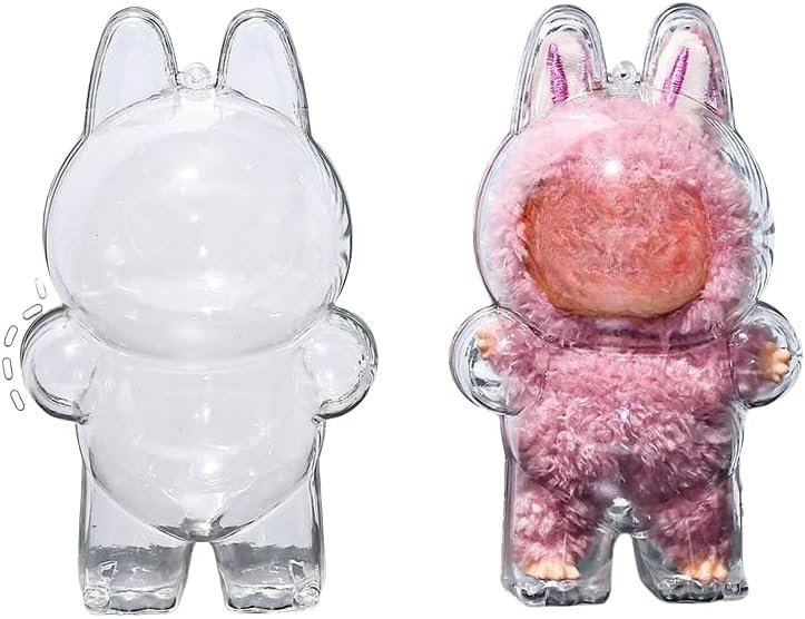 OEM Clear Bag Keychain for Labubu Plush Doll|Hanging Display Case|Plastic PVC|Protective Case(Standing and Sitting Posture) (Sitting Posture, One-Size-fits-All) Factory
