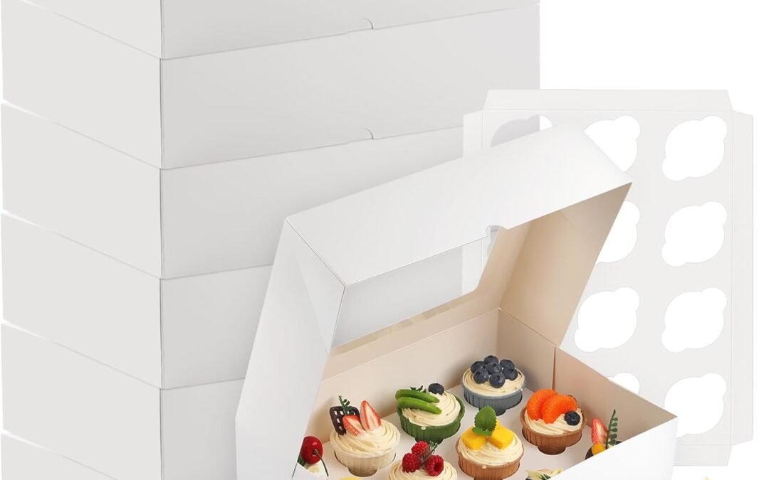 OEM Cupcake Boxes, 6 Pack Disposable Cupcake Containers, Food Grade Cupcake Carrier 12 Count with Window and Inserts, Cupcake Transport Holders Bulk for Muffins Cookies Treats Dessert(White) Factory