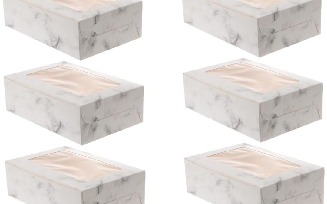 OEM Cupcake Storage Box 10pc Marbling Cake Boxes for Dessert Packaging Food Grade Paper Window Design Factory