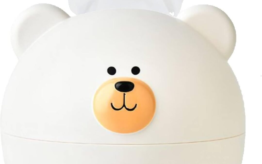 OEM Cute Tissue Cover Box, Round Tissue Box Plastic Tissue Dispenser Cartoon Bear Shaped Paper Tissue Holder for Kitchen Bathroom Countertop (White) Factory