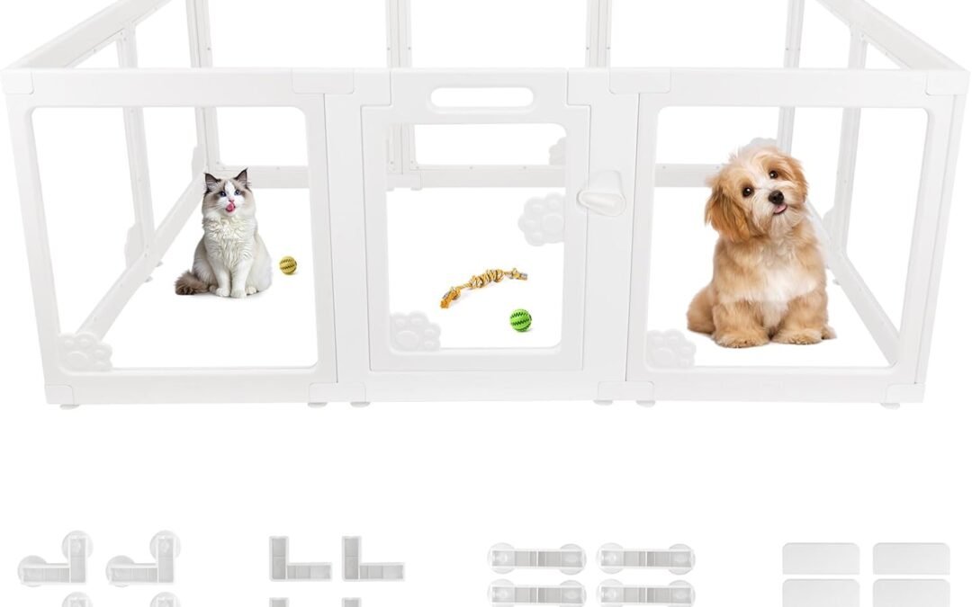 OEM Dog Playpen Clear Acrylic Plastic for Puppy Cat Rabbit Transparent Pet Pen Puppy Playpen Indoor Easy Assemble Foldable Whelping Box for Dogs Puppy Playpen with Gate (10 PCS) Factory