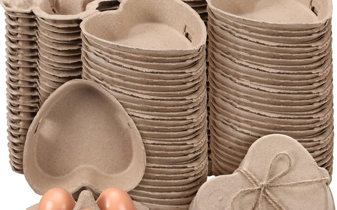 OEM Easter 3 Egg Cartons 3 Count Crate Heart Shaped Paper Pulp Egg Container with Jute Rope Reusable Baskets Holder for Backyard Storage Valentine Chicken Lover Gifts(100 Pcs) Factory