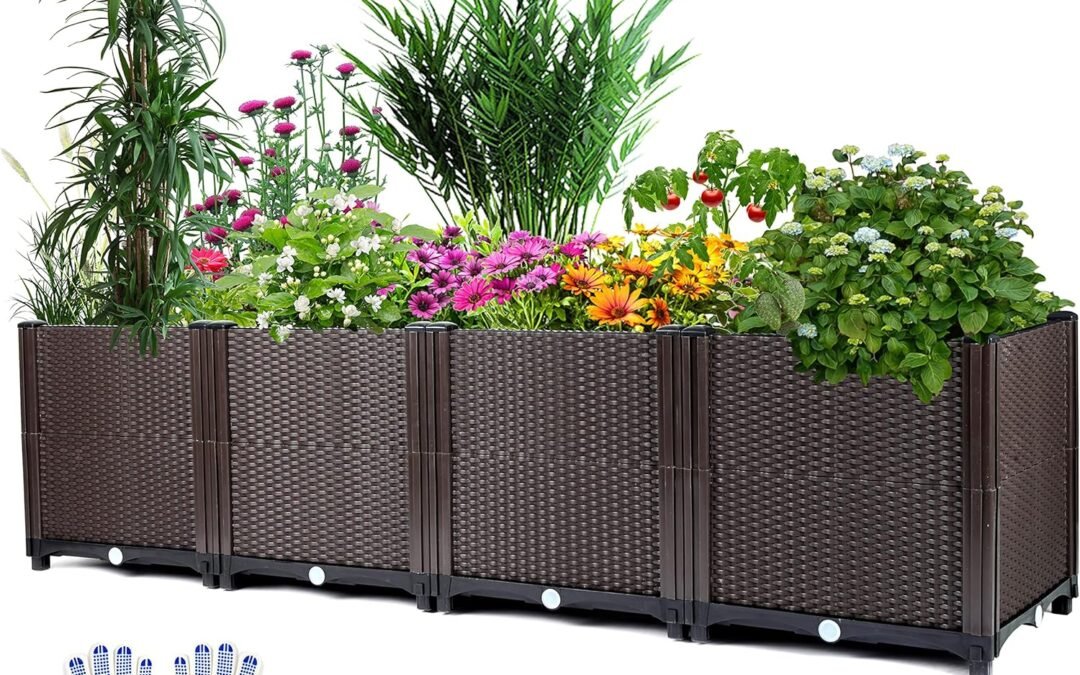 OEM Emalie Deep Raised Garden Beds Large Plastic Planter Box with Drainage Plugs for Veggies Flowers Herbs Deep Root Plants Growing, 63.0″ Lx15.7 Wx16.9 H Brown Factory