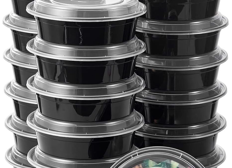 OEM FULING 24 oz 50 ct Round Meal Prep Food Storage Containers with Lids To Go Plastic Lunch Plan Box Disposable Take Out Bowls Black BPA Free Reusable Durable Stackable Microwave Freezer Dishwasher Safe Factory