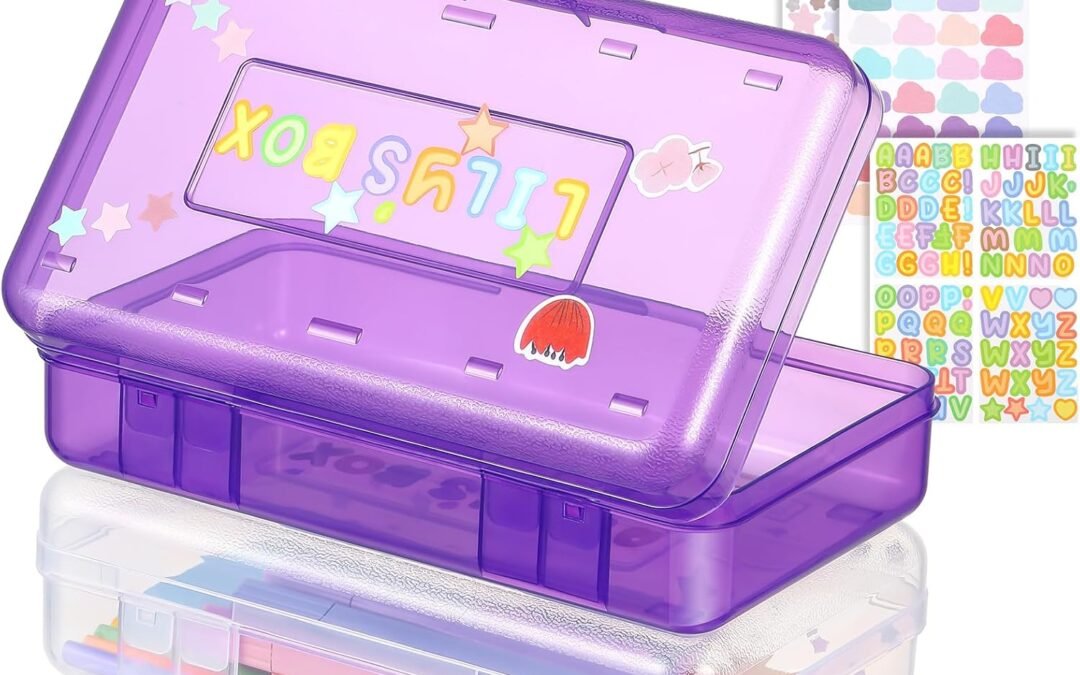 OEM Fainne 2 Pcs Plastic Pencil Boxes Bulk Hard Pencil Case Large Capacity Pen Box with Snap Tight Lid for Kids Girls Boys School and Office Supplies Storage Organizer Stackable(Clear,Purple) Factory