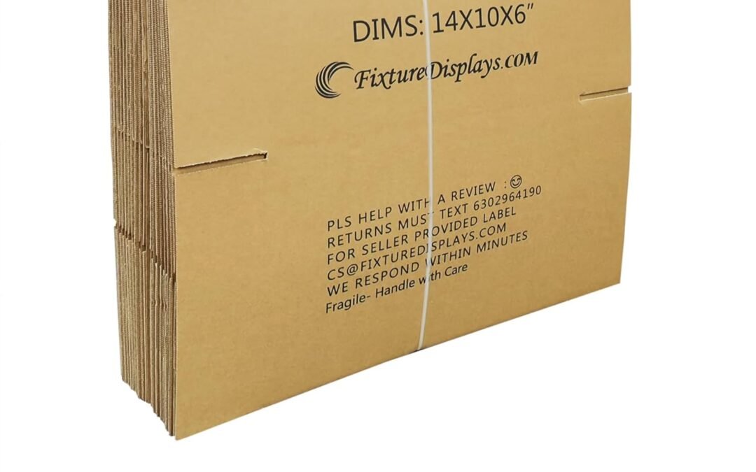 OEM FixtureDisplays® 20 Pack 14 X 10 X 6″ Printed Shipping Boxes, Singlewall B Flute Cardboard Box for Shipping, Mailing, Packaging and Storage, Custom Size & Print Welcome 14X10X6-20PK Factory