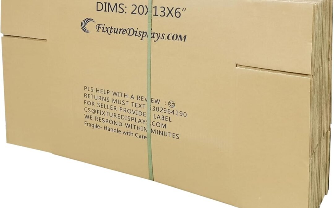 OEM FixtureDisplays® 20 Pack 20 X 13 X 6″ Printed Shipping Boxes, Singlewall B Flute Cardboard Box for Shipping, Mailing, Packaging and Storage, Custom Size & Print Welcome 20X13X6-20PK Factory