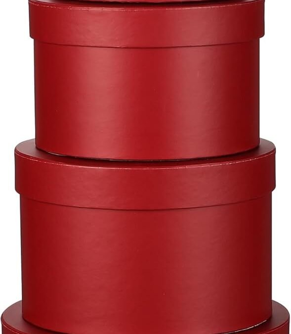 OEM Flower Boxes for Arrangements Nesting Round Gift Boxes with Clear Lids Red Round Boxes for Flowers Set of 4 Assorted Sizes Flower Boxes for Flower Arrangements, Valentine’s Day, Mother’s Day, Factory