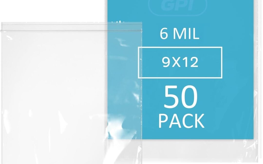 OEM GPI – 9″ X 12″ Reclosable Zip Bags, 6 Mil Extra Heavy-Duty – Pack of 50, Clear Plastic Zipper Lock Bags, Resealable Poly Baggies for Clothing, Tools, Sharp Objects, Packaging & Storage. Factory
