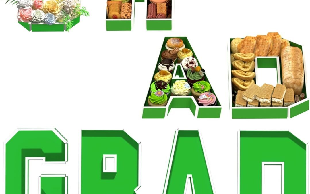 OEM GRAD Set Cardboard Letter for Charcuterie Green Graduation Letter Trays for Food Fillable Letter Tray Chocolate Candy Cake Box for High School College Masters Graduate Party Decorations Supplies Factory
