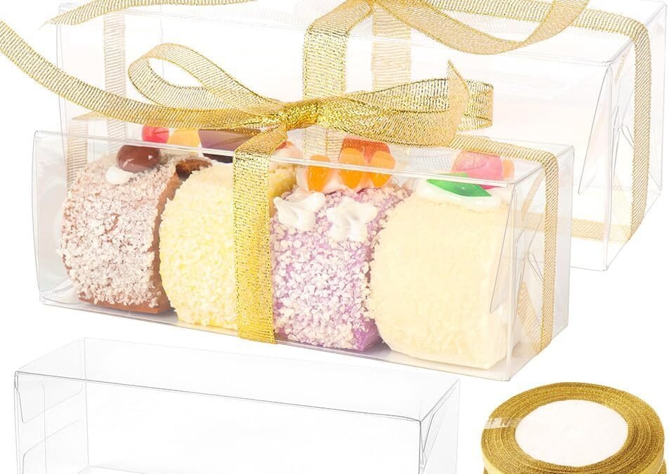 OEM GTYOPR 36PCS 7×2.5×2.5inch Clear Favor Boxes, Plastic Party Favors Gift Box with Ribbons, Individual Candy Boxes Macaron Treat Cake Dessert Factory