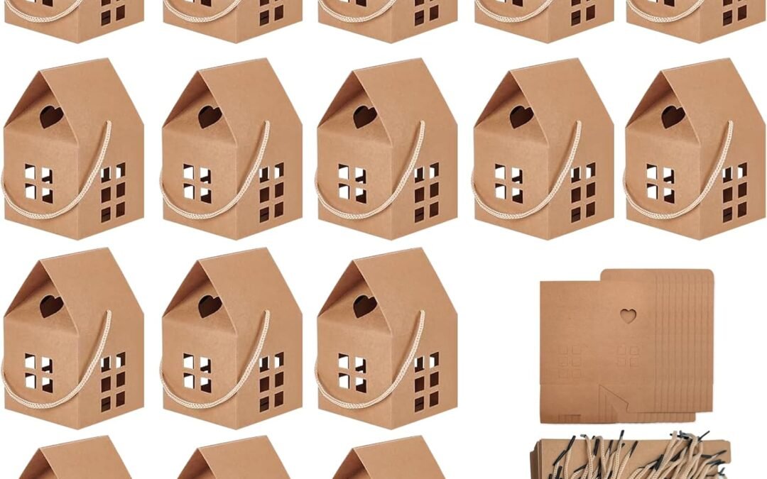 OEM GeryVtee 36 Pcs House Gift Boxes 3x3x3inch Kraft Paper Candy Box Cardboard Treat Bags for Wedding Christmas Birthday Party Ornament Container (brown) Factory