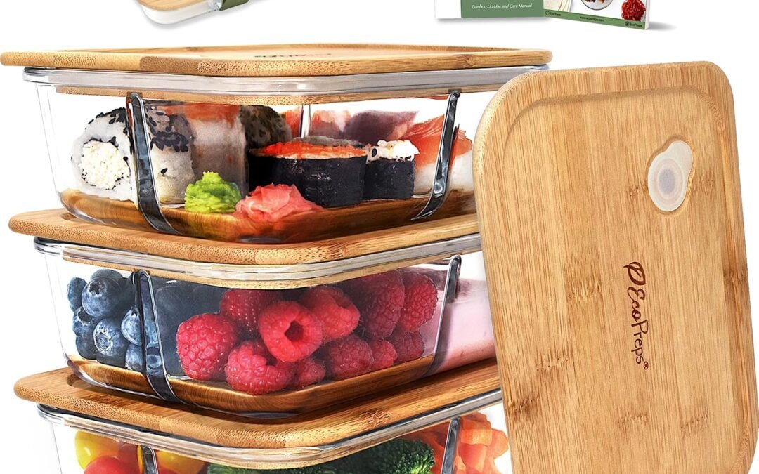 OEM Glass Bento Box Containers with Bamboo Lids, 3 Compartment Glass Meal Prep Containers (3 Pack) – 100% Plastic Free, Eco-Friendly Lunch Container Set, Bamboo Lid Bento Boxes for Adults Factory