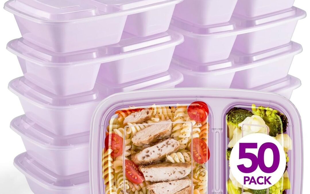 OEM Glotoch 50 Pack Purple Meal Prep Containers Reusable 2 Compartments, Glotoch 32OZ to Go Containers for Food, Disposable Plastic Food Containers with Lids for Microwave Dishwasher Freezer Safe Factory