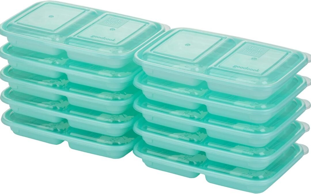 OEM GoodCook Meal Prep Rectangle Snack Containers, 10 Pack, Light Blue, BPA-Free, Reusable 3-Compartment, Portable Snack Box, Microwave & Freezer Safe, with Lids for Portion Control Factory