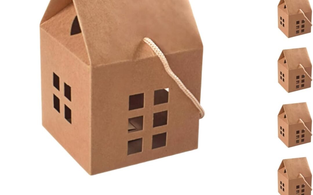 OEM HAN SHENG 30 Pcs House Shaped Candy Boxes Kraft Paper Gift Boxes Wedding Favor Boxes Candy Storage Boxes Packing Boxes Decoration for Wedding Christmas Birthday Party Ornament Container Factory