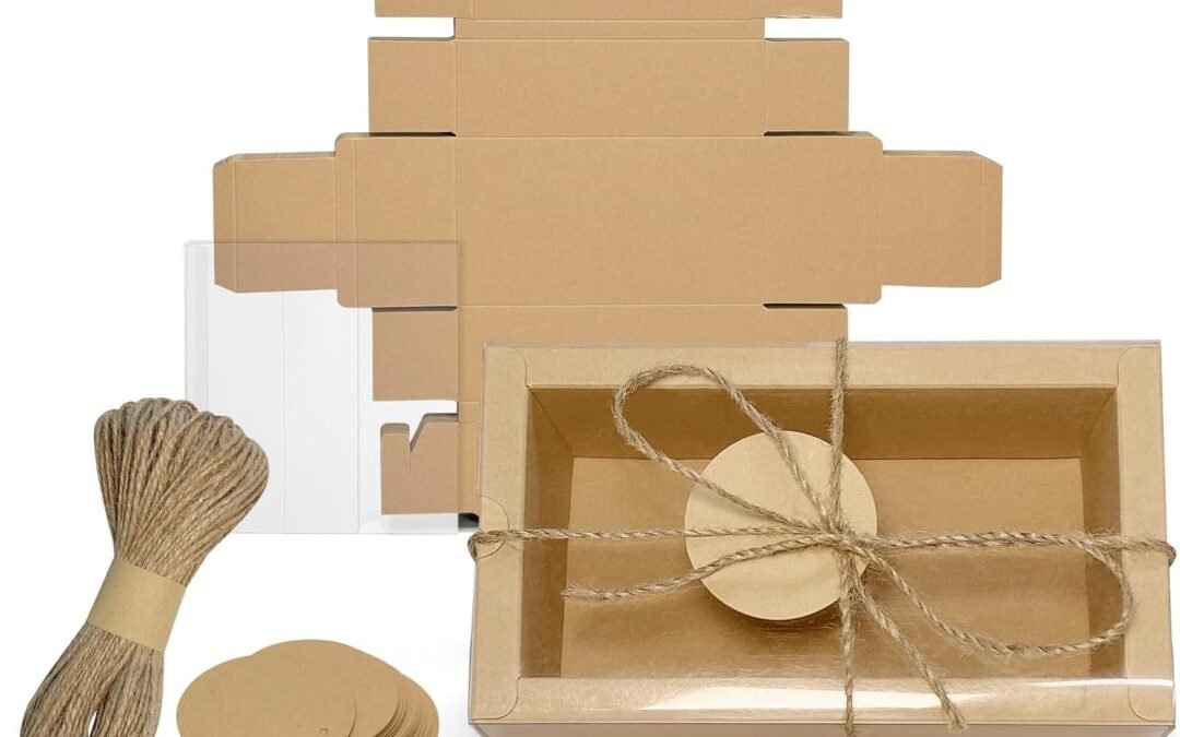 OEM H.J. Immbir 30 Sets Kraft Gift Boxes Rectangle Kraft Paper Drawer Box with Window Homemade Soap Box with Blank Tags and Jute String for Birthday Christmas Weddings Factory