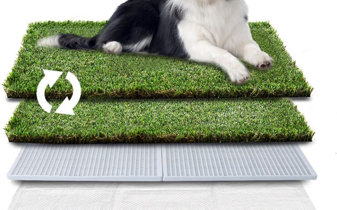 OEM HQ4us Dog Grass Pad with Tray Large 34”×23” Dog Litter Box Toilet with 2×Artificial Grass for Dogs with Hemmed Edge, Pee Pads for Dogs, Realistic, Less Stink, Potty for Balcony Factory