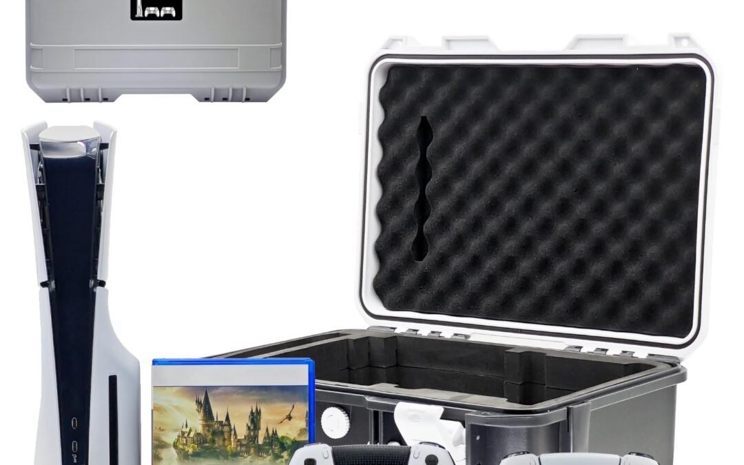 OEM Hard Shell Travel Case Compatible with PlayStation 5 Slim Console,Controllers,Accessories-Waterproof PS5 Slim Carrying Case with Customized Foam for Both Standard and Digital Editions(Black And White) Factory