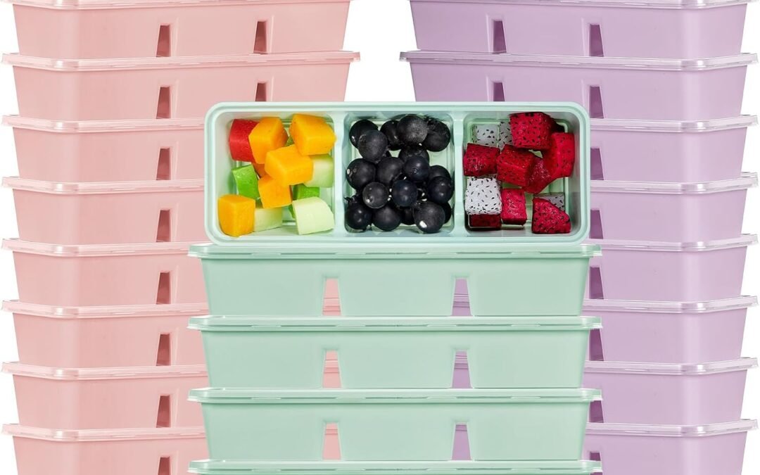 OEM Hushee 10 Pack 17 oz Small Meal Prep Containers 3 Compartments with Lids Disposable Plastic Bento Boxes Travel Lunch Food Boxes Reusable Stackable for Office Picnic (Purple,Pink,Mint Green) Factory