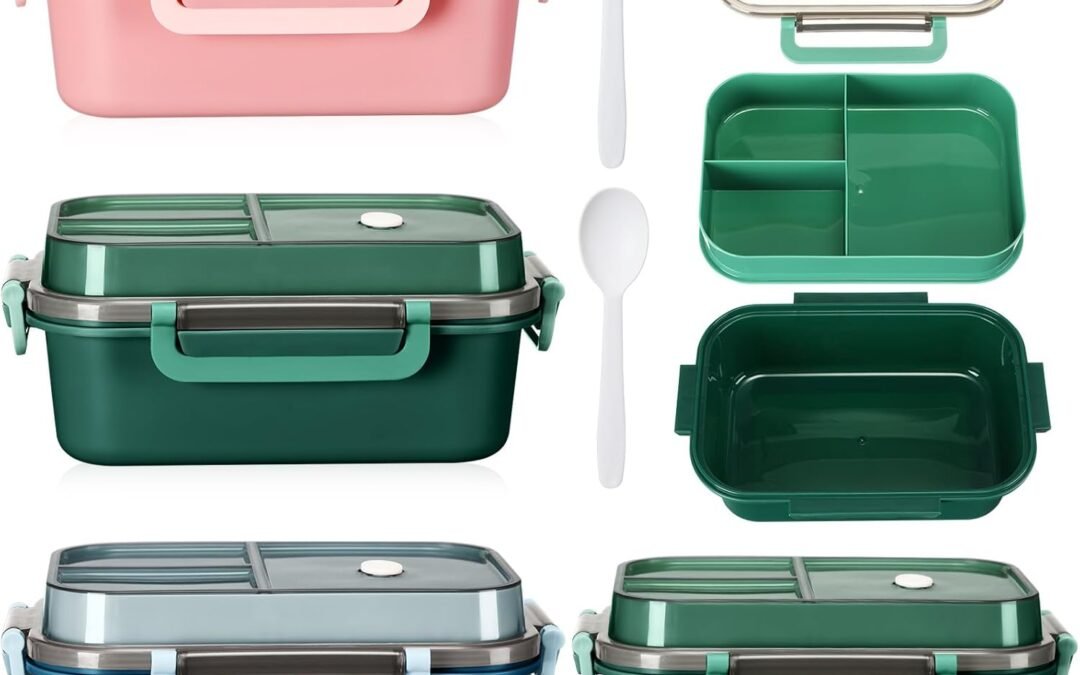 OEM Hushee 3 Pack 42 oz 2 Layer 3 Compartment Bento Lunch Box – Plastic, Travel, Microwave, Dishwasher & Freezer Safe – Snack Containers & Cutlery Factory