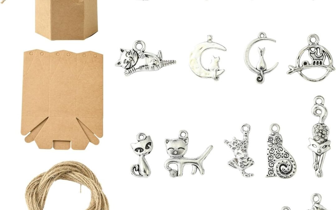OEM Ipotkitt 20 pcs Brown Hexagon Kraft Paper Package Box with Tibetan Style Alloy Cat Shape Charms Twine Candy Chocolate Present Packing Wrap Box for Wedding Party Christmas Birthday Factory